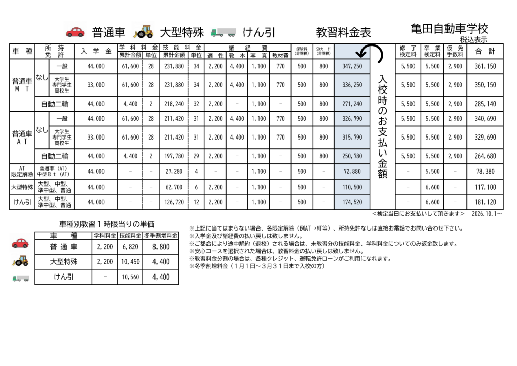 新料金表1